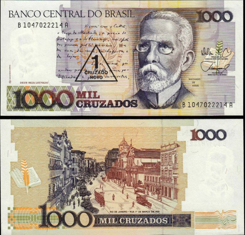Brasil 1 Cruzado Novo en 1000 (P216b) N. D. (1989) UNC