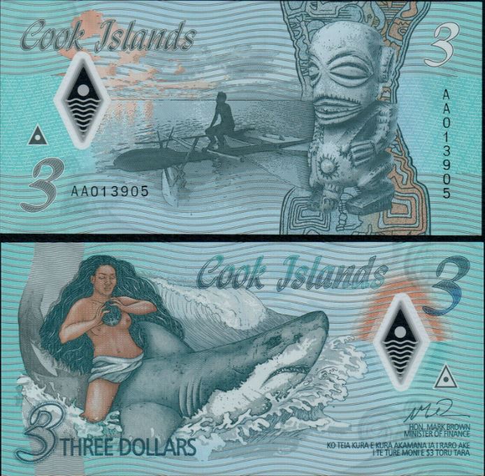 Islas Cook 3 dólares (P nuevo) N. D. (2021) Polímero UNC