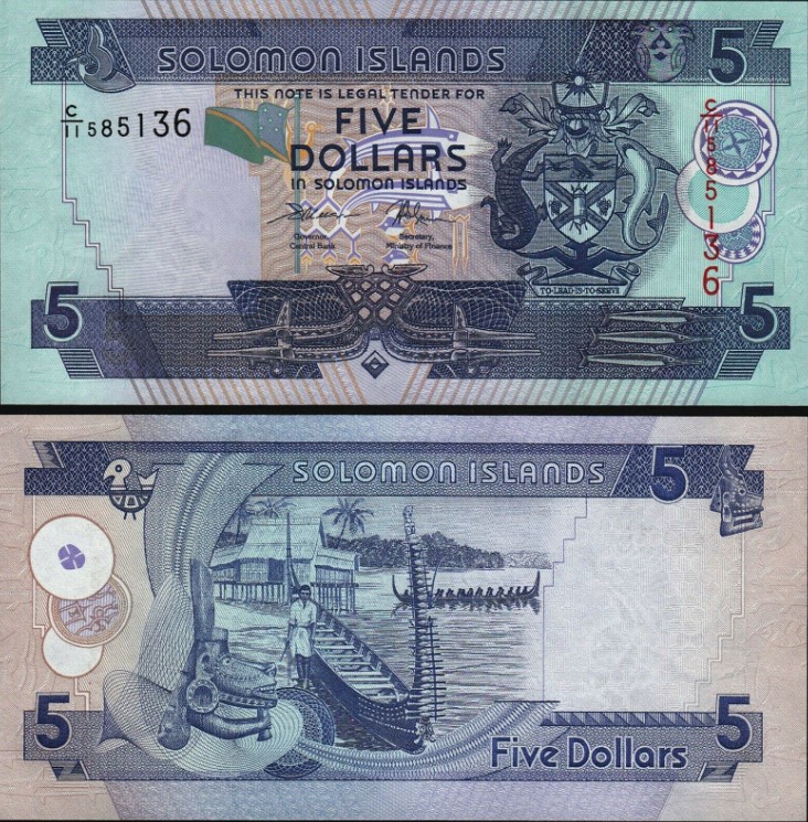 Islas Salomón 5 dólares (P26) N. D. (2018) C11 del prefijo UNC