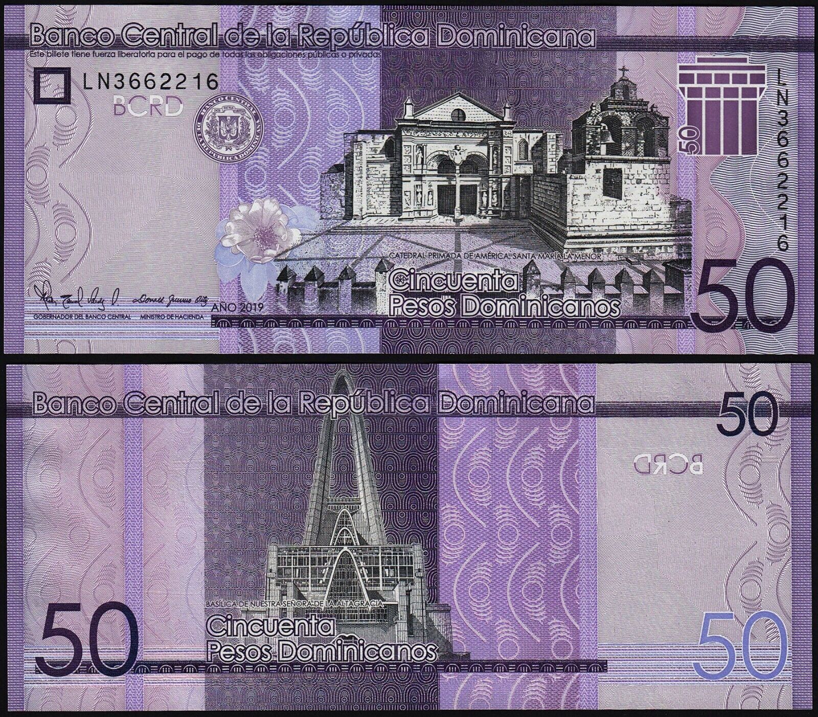REPUBLICA DOMINICANA 50 PESOS DOMINICANOS (P NEW) 2019 (2020) UNC